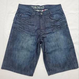 Ecko Unlimited Men’s Jean Shorts Blue Denim – Waist 34, Relaxed Fit